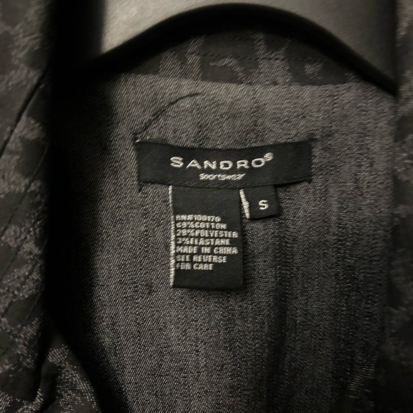 Sandro Sportswear jacket - gray/black leopard print double breasted blazer - Picture 3 of 9